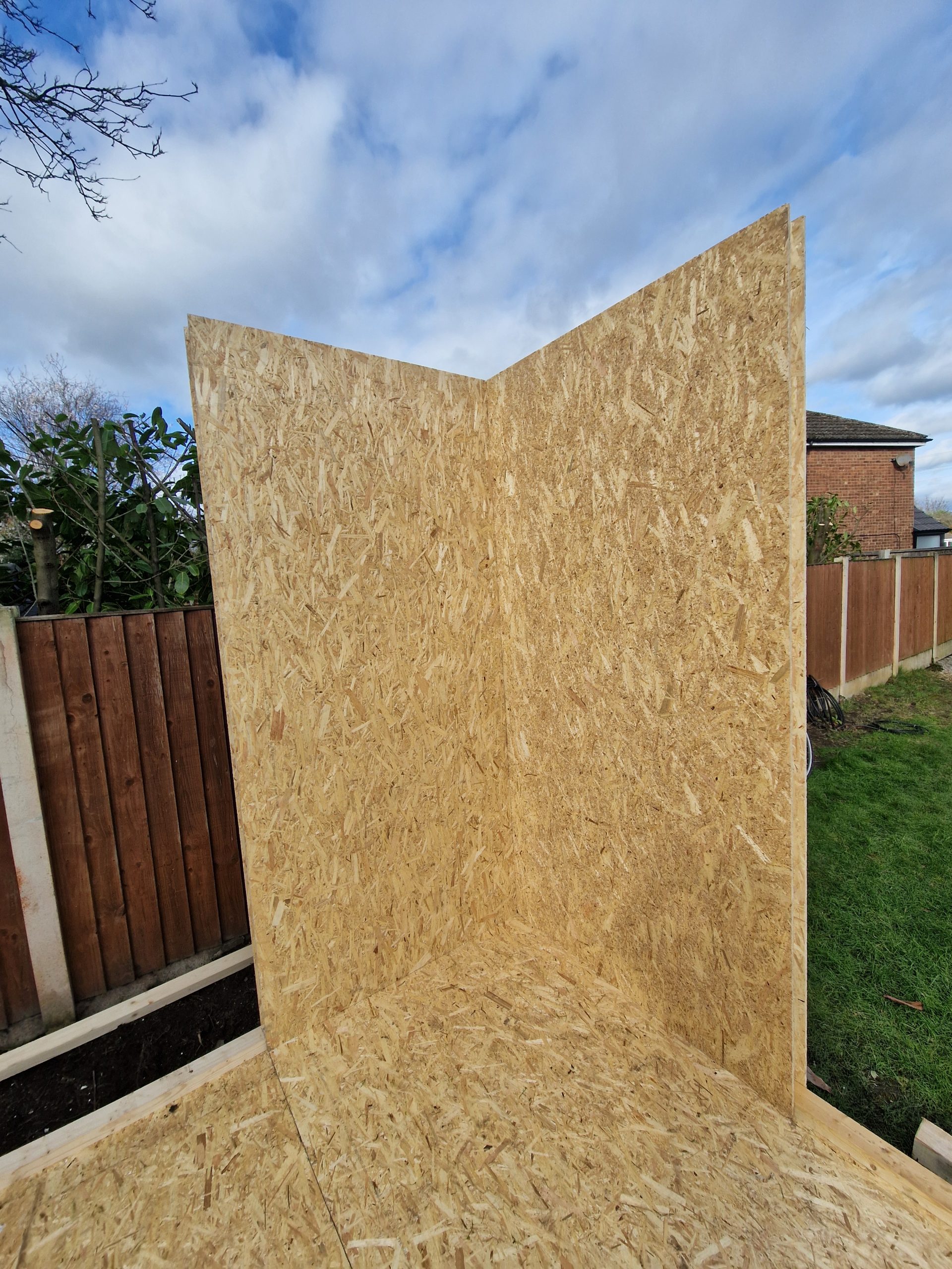 SIP garden room wall panels being assembled