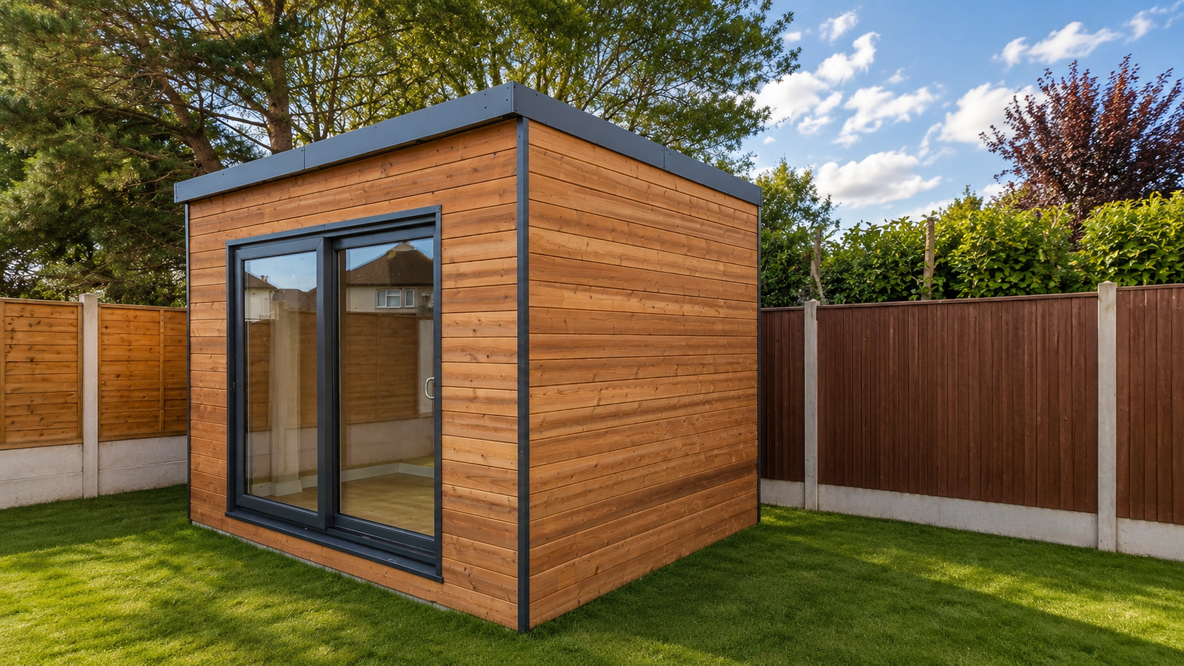 SIP garden room kit shell built in a UK garden